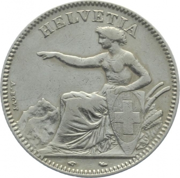 2 Franken 1850 A - Sitzende Helvetia